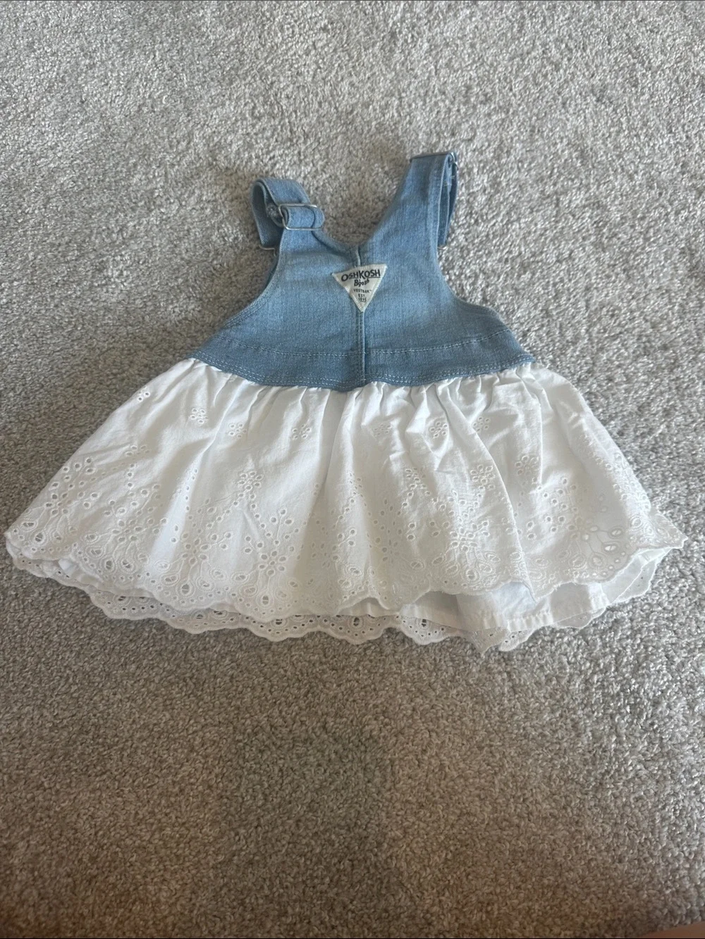 OshKosh B'gosh Light Denim & White Eyelet Overall Dress